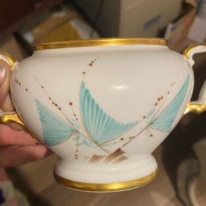 Rare Heinrich bavaria aqua and gold Encrusted covered serving bowl Dish Germany